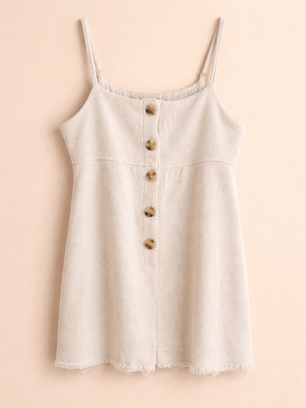 Sadie & Sage Cream Textured Button Front Romper Boho Neutral Flowy L - Picture 2 of 12